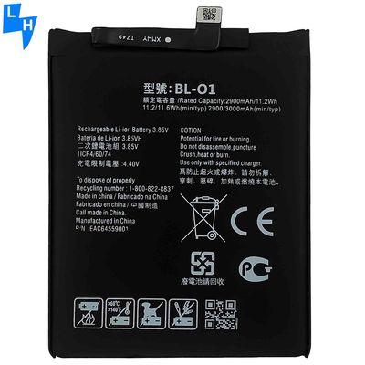 검은색 LG K20 2019 K8 LM-X120EMW 3000mAh 3.84V용 원래 재충전 배터리 BL-O1