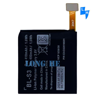 듀얼 IC 보호 BL-S3 410mAh 1.6Wh LG G Watch R W110 W150용 스마트 워치 배터리