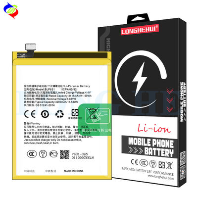 3200mAh 충전 가능한 리온 이온 폴리머 배터리 BLP631 Oppo F3/F5/F7/A73/A77 휴대 전화