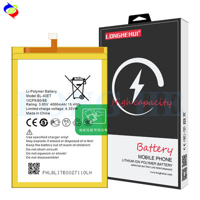 재충전 가능한 일반 BL-40ET 테크노 L8 라이트용 리오 이온 폴리머 배터리 3.85V 4000mAh
