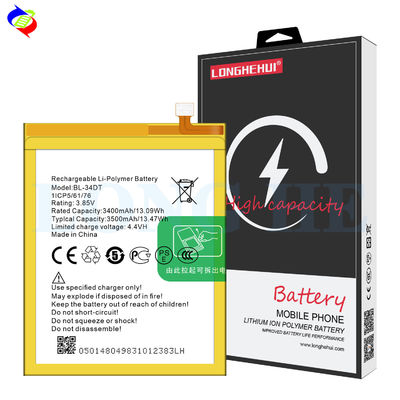BL-34DT 3.85V 3500mAh 충전 배터리 테크노 팬텀 9 CC9 AB7 카메온 12 프로