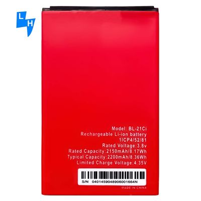 검은색 2200mAh 용량 BL-21Ci itel A33 배터리용 OEM 리오온 휴대 전화 배터리