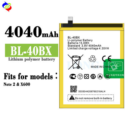 BL-40BX 인피닉스 노트 2 X600용 배터리 교체 3.8V 4040mAh 우수한 성능