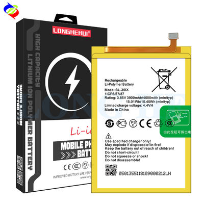 흰색 4000mAh BL-39iX Note5 스타일러스 Note 6 X606 X610 휴대 전화 배터리