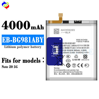 삼성 갤럭시 노트 20 5G 휴대 전화용 높은 용량 4000 mAh EB-BG981ABY 배터리