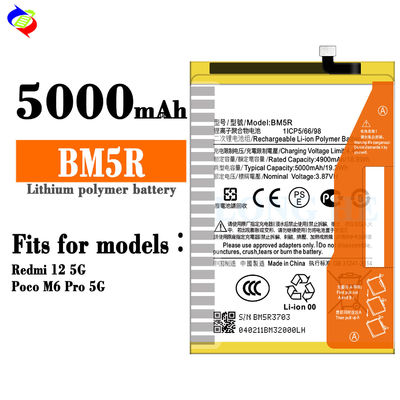 3.87V 5000mAh BM5R 배터리 Xiaomi Redmi 12 5G 휴대 전화 충전 배터리