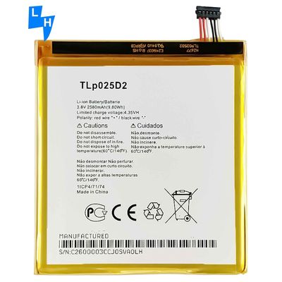 8050E 8050D 9001X 5098O 휴대 전화 배터리 TLP025D2 2580mAh 3.8V 알카텔 픽시 4 6.0