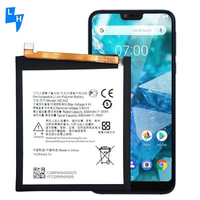 노키아5 2018 노키아 X5 휴대 전화 배터리 HE342 500pcs MOQ