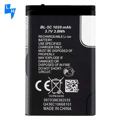 500PCS MOQ BL-5C 1020mAh 배터리 노키아 C2-01 2700 클래식 6030 3110C 1100 1200 1650