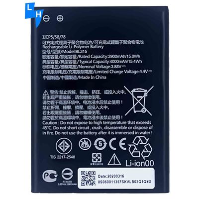 휴대전화 배터리 BL315 4000mAh 배터리 레노버 A7 폴리머 리?? 이온 배터리