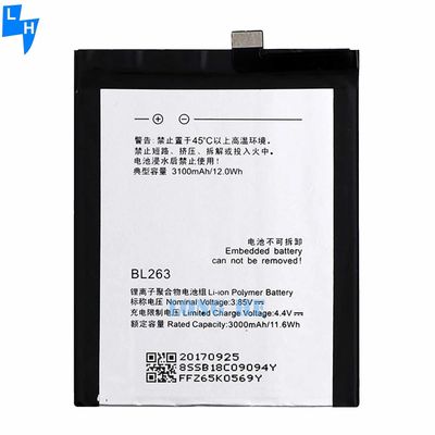 BL263 3.85V 3100mAh 레노보 ZUK Z2 프로 충전식 배터리 성능 보장